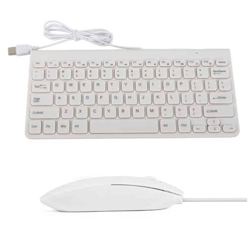 Wired Keyboard and Mouse, Ultra-Thin USB Keyboard Optical Mouse Set ComboFull Size Wire Corded Keyboard Mouse Combo Set with Number Pad for Laptop,PC,Desktop(White)