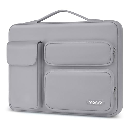 MOSISO 360 Protective Laptop Case 13.3 inch, 13-13.3 inch Laptop Sleeve | Compatible with MacBook Air/Pro 13 / Pro 14, HP Dell ASUS Lenovo,Side Open Bag with 2 Raised&1 Flapover Pockets, Steel Gray - color: Steel Gray, size: 13.3 inch