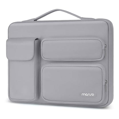 MOSISO 360 Protective Laptop Case 13.3 inch, 13-13.3 inch Laptop Sleeve | Compatible with MacBook Air/Pro 13 / Pro 14, HP Dell ASUS Lenovo,Side Open Bag with 2 Raised&1 Flapover Pockets, Steel Gray - color: Steel Gray, size: 13.3 inch
