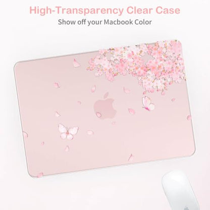 Feams for MacBook Neo 13 Inch Case 2026 A3404, Stylish Protective Clear Case Hard Shell Transparent Cover for MacBook Neo 13 Inch 2026 (A18 Pro Chip) with Keyboard Cover, Pink Blossom - color: Pink Blossom