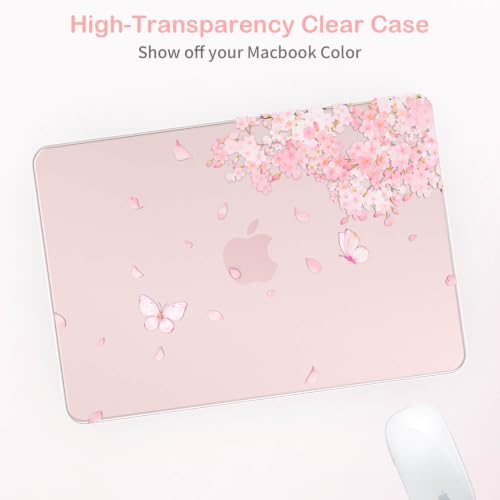 Feams for MacBook Neo 13 Inch Case 2026 A3404, Stylish Protective Clear Case Hard Shell Transparent Cover for MacBook Neo 13 Inch 2026 (A18 Pro Chip) with Keyboard Cover, Pink Blossom - color: Pink Blossom