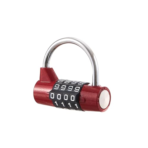 Gym Locker Lock 4 Digit Combination Lock for Locker for School Gym Lock for Sports, Toolbox, Case, Hasp Storage（20） (Shackle Red) - size: 3.5" red