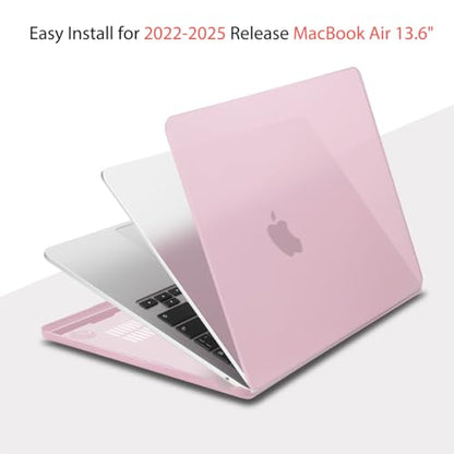 Teryeefi Compatible with M5 MacBook Air 13.6 inch M2 M3 M4 Case 2022 2023 2024 2025 2026 Model A2681/A3113/A3240/A3449, Laptop Hard Shell Case&Keyboard Cover&USB 3.0 Adapter, Frosted Chalk Pink - color: Frosted Chalk Pink