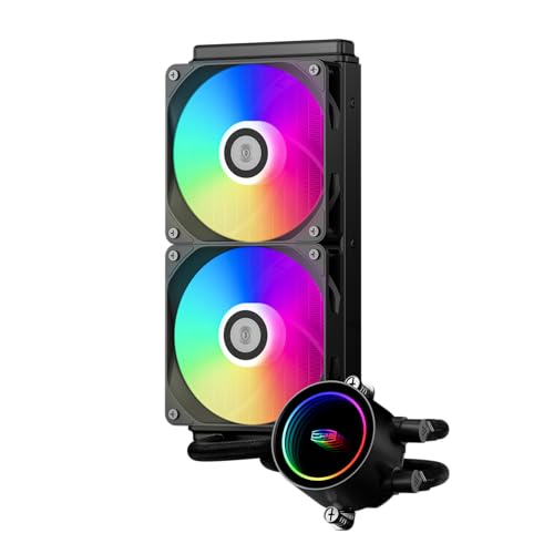 PCCOOLER DA240 240mm AIO CPU Cooler with ARGB Fans, Black | 2600 RPM full-ceramic pump, 2 PWM fans; Intel LGA1851/1700/1200/115X and AMD AM5/AM4 - color: Black