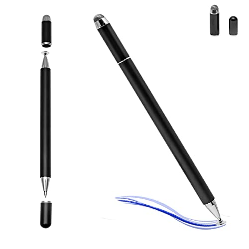 Stylus Pen for Touchscreen,3 in 1 Ballpoint Pen, Fiber Tip & Clear Disc | Capacitive Stylus iPad Pencil for Apple iPhone/iPad /Android/Microsoft/Surface Stylus for Drawing,Note-Taking & Gaming - color: Black2