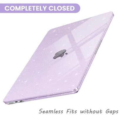 AKIT Compatible with MacBook Air 13 inch Case Glitter 2026 2025-2022 M5 M4 M3 M2 Model A3449 A3240 A3113 A2681, Laptop Hard Shell for Mac Air 13.6 + Keyboard & Screen Cover, Sparkly Lavender Purple - color: Glitter Purple