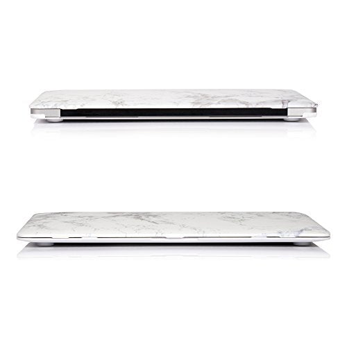 RUBAN Case Compatible with MacBook Air 13 Inch (Models: A1369 & A1466, Older Version 2010-2017 Release), Slim Snap On Hard Shell Protective Cover and Keyboard Cover (White Marble) - color: White Marble