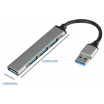 JacobsParts UH3-P USB 3.0 4 Port Hub Splitter Slim & Sleek Aluminum for PC Mac Laptop Desktop (Gray) - color: Gray
