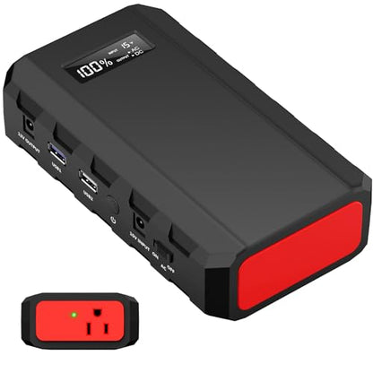 Portable Power Station with AC Outlet 120V, 24000mAh Laptop Charger Bank | Powkey 86Wh Solar Generator (Excludes Solar Panel) Lithium Battery Power 65W AC for Camping Emergency Backup - color: Black