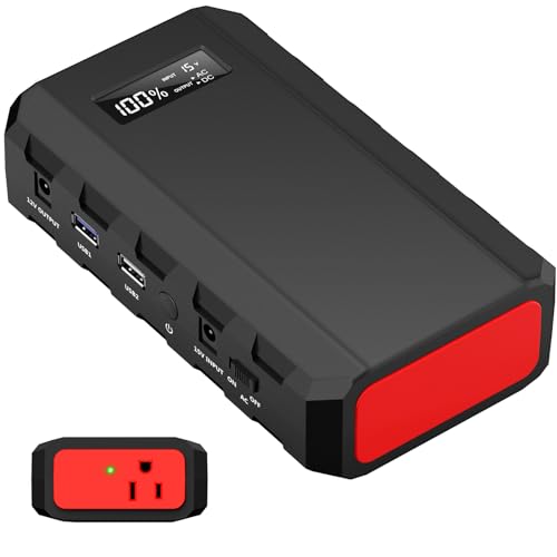Portable Power Station with AC Outlet 120V, 24000mAh Laptop Charger Bank | Powkey 86Wh Solar Generator (Excludes Solar Panel) Lithium Battery Power 65W AC for Camping Emergency Backup - color: Black