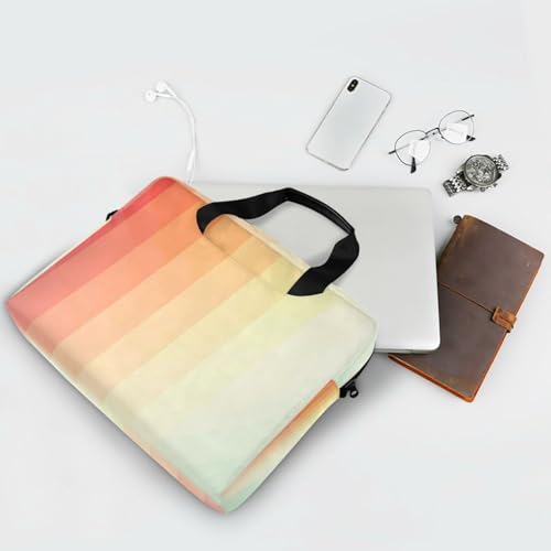 Travel Laptop Sleeve Bag Portable Crossbody Messenger with Handle and Shoulder Strap 15.6 inch Case Hard Cover with Zipper Retro Vintage Stripes Retro