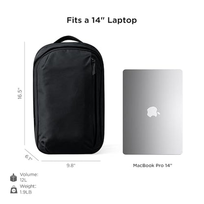 ALPAKA Metro Backpack 12L Compact Laptop Backpack Black | Laptop Sleeve Fits 14-inch Laptop, Internal Water Bottle pocket for Men and Women, Weatherproof Fabric Axoflux 300D - color: Black-axoflux 300d
