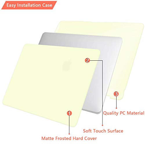 CISSOOK Matte Yellow Case for MacBook Pro 13 Inch 2022 2021 2020 Release M2 A2338 M1 A2251 A2289 Model, Hard Shell Case with Keyboard Cover & Screen Protector for Pro 13.3" Touch Bar, M2 Mellow Yellow - color: Mellow Yellow