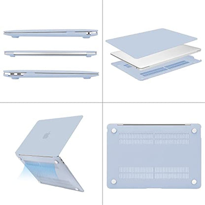 MOSISO Compatible with MacBook Air 13 inch Case M1 2021 2020 2019 2018 | A2337 A2179 A1932, Protective Hard Shell&Keyboard Cover&Screen Film&Pouch for MacBook Air 13.3 inch Case, Baby Blue - color: Baby Blue