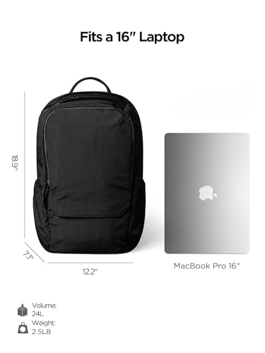ALPAKA Elements Backpack Pro 24L Laptop Backpack Black | Fits 16-inch Laptop with Dual Bottle Pockets, Weather-Resistant Fabric Axoflux 400D, Travel Backpack for Men Work College - color: Black