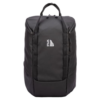 INUK Travel Laptop Backpack, 25L Recycled Waterproof Light Daypack | Dual laptop pockets, soft light foam straps, recycled wear-resistant fabric, water repellent coating, Black - color: Polar Night Black