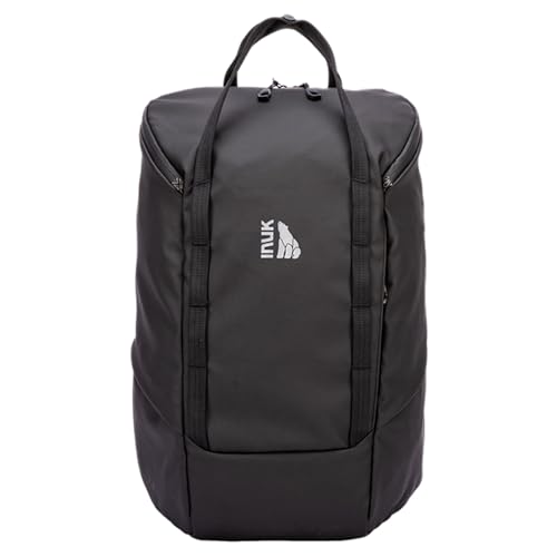 INUK Travel Laptop Backpack, 25L Recycled Waterproof Light Daypack | Dual laptop pockets, soft light foam straps, recycled wear-resistant fabric, water repellent coating, Black - color: Polar Night Black