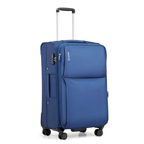 Hanke 24 Inch Luggage Expandable Softside Checked Suitcases with Spinner Wheels, Upright Rolling Luggage Suitcases Travel TSA Luggage Bag for Women Men(Blue) - color: Blue, size: 24 Inch Checked in