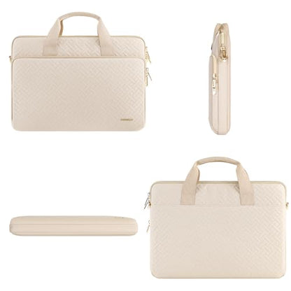 DOMISO 17 inch Laptop Sleeve Protective Case Cover Compatible with 17-17.3 inch HP Dell ASUS Lenovo Chromebook,Waterproof Computer Cases Bag with Shoulder Strap,Beige - color: Beige, size: 17 inch