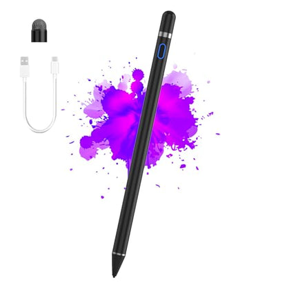 Compatible for iOS&Android Touch Screens Active Stylus Pen,Stylus Pens for Touch Screens,Rechargeable Stylus for i-Pad/Pro/Air/Mini/i-Phone/Cellphone/Samsung/Tablet Drawing&Writing (Black) - color: Black