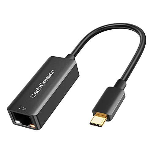 CableCreation USB C to 2.5G Ethernet Adapter, USB C 3.1 to RJ45 2.5 Gigabit LAN Thunderbolt 3, Compatible with MacBook Pro MacBook Air iPad Pro Surface Pro 7 Dell XP15 13 Chromebook Windows Mac OS - style: 2.5Gbps