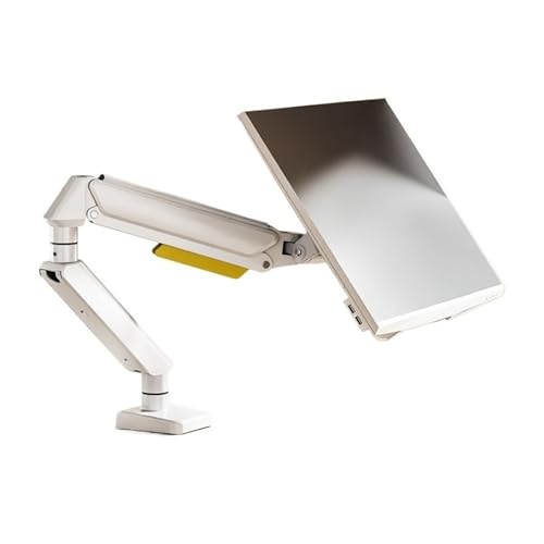 Monitor Stand Single Monitor Mount, Pneumatic Spring Full Aluminum Monitor Arm for Max 32" Screens Holds 4.4-22.0 lbs, Adjustable Single Monitor Desk Mount Monitor Stand Desk arm(White) - color: White