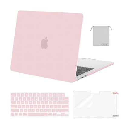MOSISO Compatible with MacBook Air 13 inch Case M5 2026 M4 M3 M2 2025-2022 | A3449 A3240 A3113 A2681, Hard Shell&Keyboard Cover&Screen Film&Pouch for MacBook Air 13.6 inch Case, Baby Pink - color: Baby Pink