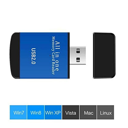 TXY 4 in 1 Card Reader USB2.0 to SD Micro SD TF MS MMC M2 Cardreader for Laptop PC Smart Card Reader SD Card Reader 4 in 1 Card Adapter (Blue) - color: Blue