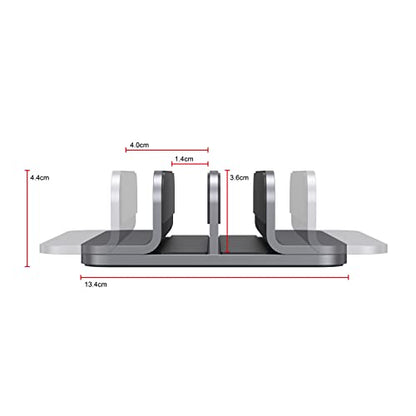 Dual Aluminum Vertical Laptop Stand Organizer, Sturdy Notebook Computer Holder Stand Compatible with New Liquid Retina XDR Apple MacBook Air/Pro/Neo, Mac mini, Apple TV & iPad Pro - Spacegray - color: SpaceGrey