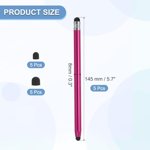 PATIKIL 5 Pcs Stylus Pens for Touch Screen, 2 in 1 High Sensitivity Universal Pen Capacitive Stylus for Phone Tablets Laptop Touch Screen Devices, Red - color: Rose Red