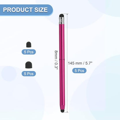 PATIKIL 5 Pcs Stylus Pens for Touch Screen, 2 in 1 High Sensitivity Universal Pen Capacitive Stylus for Phone Tablets Laptop Touch Screen Devices, Red - color: Rose Red