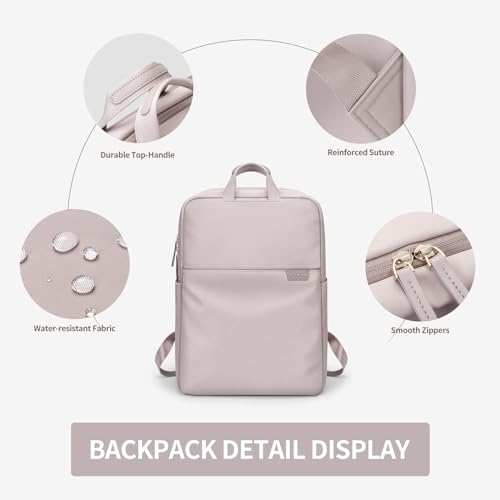 GOLF SUPAGS Travel Laptop Backpack for Women Anti Theft Slim Durable College Bookbag Business Computer Bag Fit 17Inch Notebook (Pinkish Grey, 17Inch) - color: Pinkish Grey, size: 17 Inch
