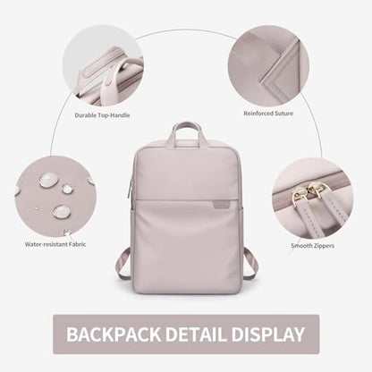 GOLF SUPAGS Travel Laptop Backpack for Women Anti Theft Slim Durable College Bookbag Business Computer Bag Fit 17Inch Notebook (Pinkish Grey, 17Inch) - color: Pinkish Grey, size: 17 Inch
