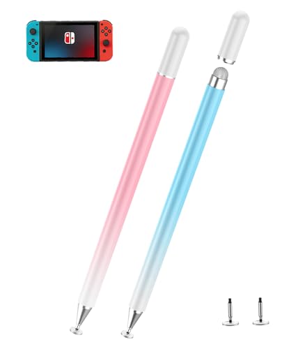 Stylus Pen for Touchscreen, Kenkor 2 in 1 Active iPad Pencil - Pink+ Blue | Stylus Pen for iPad/Android/Switch/iPhone/Samsung/Galaxy/Huawei/Surface/ViVo/OPPO/Lenovo, All Touch Screens Tablet Pencil - color: Pink+Blue