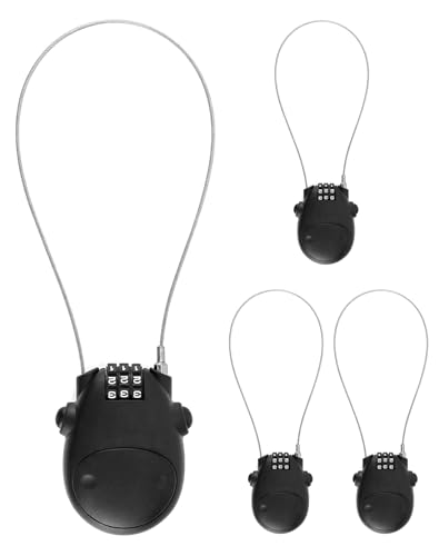 QWORK Retractable Cable Lock, 4 Pack Security Password Lock Steel Cable Luggage Locks,(WD30789)