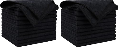 AIDEA Microfiber Cleaning Cloth Black 10PK, Microfiber Towels,12×12" (Pack of 2) - color: Black, size: 10PK (Pack of 2)