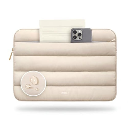Vandel Puffy Laptop Sleeve Case for 13-14 inch Laptop Sleeve Bag Case | Zipper Pocket, Compatible with MacBook Air 13, Pro 14/13 iPad Pro 12.9, HP Dell ASUS, Computer Bag Cover - color: Sand