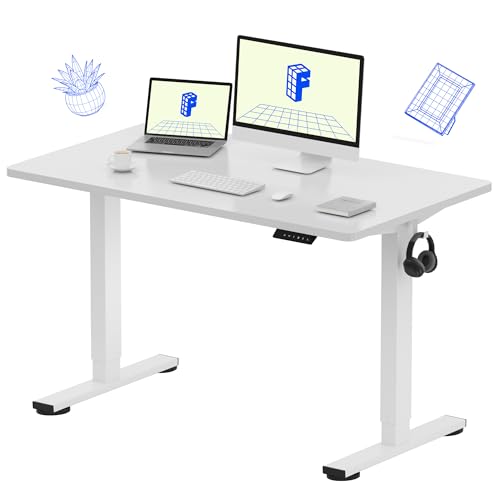 FLEXISPOT EN1 48"x24" One-Piece Standing Desk, White | 176 LBS Capacity, Seamless Desktop, Home Office, 4 Memory Presets, Dual Monitor Setup, Anti-Collision - color: White (White Frame), size: 47.2 x 23.6 in