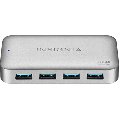 Insignia 4-Port USB 3.0 Hub with 5ft. Cable Power Supply, USB Splitter Expander for Laptop, Xbox, Flash Drive, HDD, Console, Printer, Camera, Keyborad, Mouse, MacBook, Surface, PC, Silver Grey