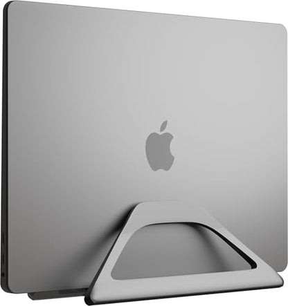 Aluminum Vertical Laptop Stand with Gravity Auto-Lock – Adjustable Laptop Holder Vertical fits MacBook Pro/Air, Chromebook & Gaming Laptops up to 17.3" – Space-Saving Desktop Dock - Grey - color: Grey