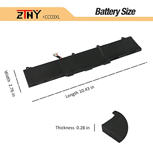 ZTHY 53Wh CC03XL Battery for HP EliteBook 830 835 840 845 G7 G8 Probook 635 | Aero G7 G8 ZBook Firefly 14 G7 G8 Laptop Battery Replacement L77608-2C1 L77608-421 L78555-005 CC03053XL 11.55V 3-Cell - size: 10.43*2.76*0.27 inch CC03XL