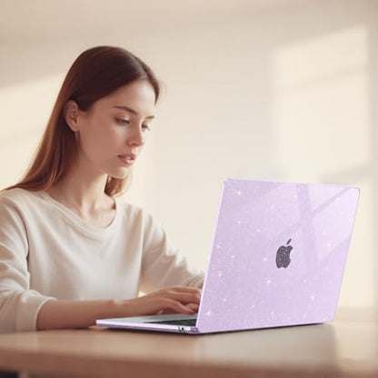 AKIT Compatible with MacBook Air 13 inch Case Glitter 2026 2025-2022 M5 M4 M3 M2 Model A3449 A3240 A3113 A2681, Laptop Hard Shell for Mac Air 13.6 + Keyboard & Screen Cover, Sparkly Lavender Purple - color: Glitter Purple