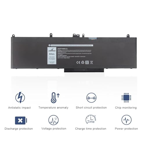 WJ5R2 11.4V 84Wh Battery Compatible with Dell Precision 3510 M3510 | Replacement Laptop Battery Compatible with Latitude 5570 E5570 - size: 14.61*4.96*1.26inch WJ5R2