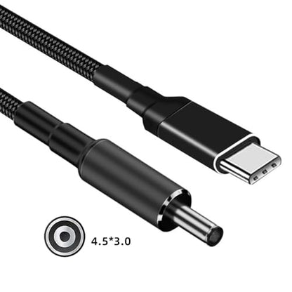USB-C 100W 20V Input to DC 4.5 * 3.0mm PD Power 65W Output Charge Cable Support QC PD Type-C Compatible with DELL-Laptop (1.8m) - style: 4.5x3.0mm DE
