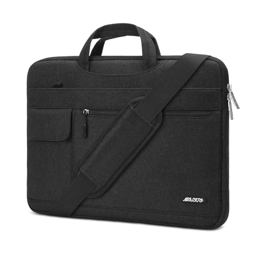 MOSISO Laptop Shoulder Bag Compatible with MacBook Air/Pro,13-13.3 inch Notebook,Compatible with MacBook Pro 14 inch M5 M4 M3 M2 M1 2026-2021,Polyester Flapover Briefcase Sleeve Case, Black - color: Black, size: 13.3 inch