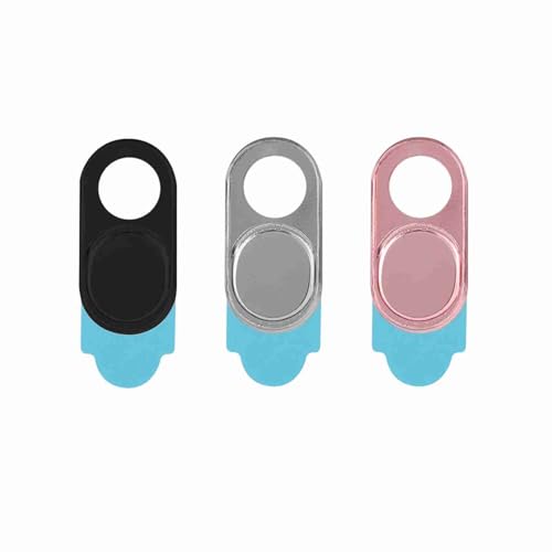 3Pcs Metal Webcam Cover, Privacy Protection Camera Lens Cover Sticker, with Easy Slide Open Close Design, for Laptop Smartphone Tablet PC Desktop (Silver Black Pink Mixed Color) - color: Silver black pink mixed color
