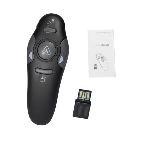 2.4GHz Remote Control Page Turner, Red Presentation Pointer, Plug & Play, Portable Presenter Clicker for Laptop, 98ft Control Range