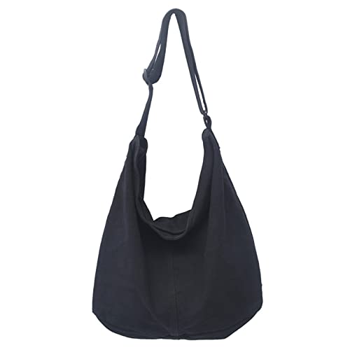 GAXOS Cute Messenger Bag for School Vintage Canvas Crossbody Women | Aesthetic Shoulder Laptop Bags Satchel Schoolbag - color: Black2