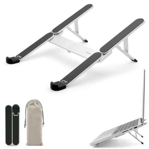NSMO Laptop Stand – Adjustable Aluminum Portable Laptop Stand with 5-Level Height Settings, Ergonomic Design, Heat Dissipation, Non-Slip Support, Compact Travel Riser for 11”-16” Laptops
