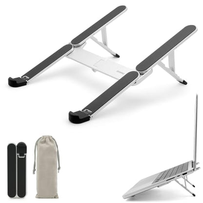 NSMO Laptop Stand – Adjustable Aluminum Portable Laptop Stand with 5-Level Height Settings, Ergonomic Design, Heat Dissipation, Non-Slip Support, Compact Travel Riser for 11”-16” Laptops